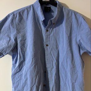 Vintage Oakley Short Sleeve Button Down Surf Swim Classic Blue Shirt Sz Large